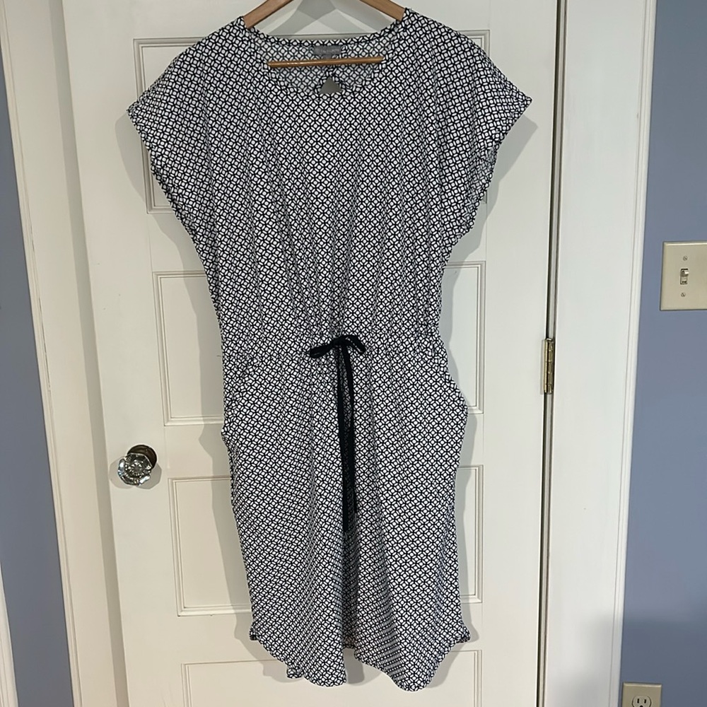 Talbots Navy and White Patterned Dress